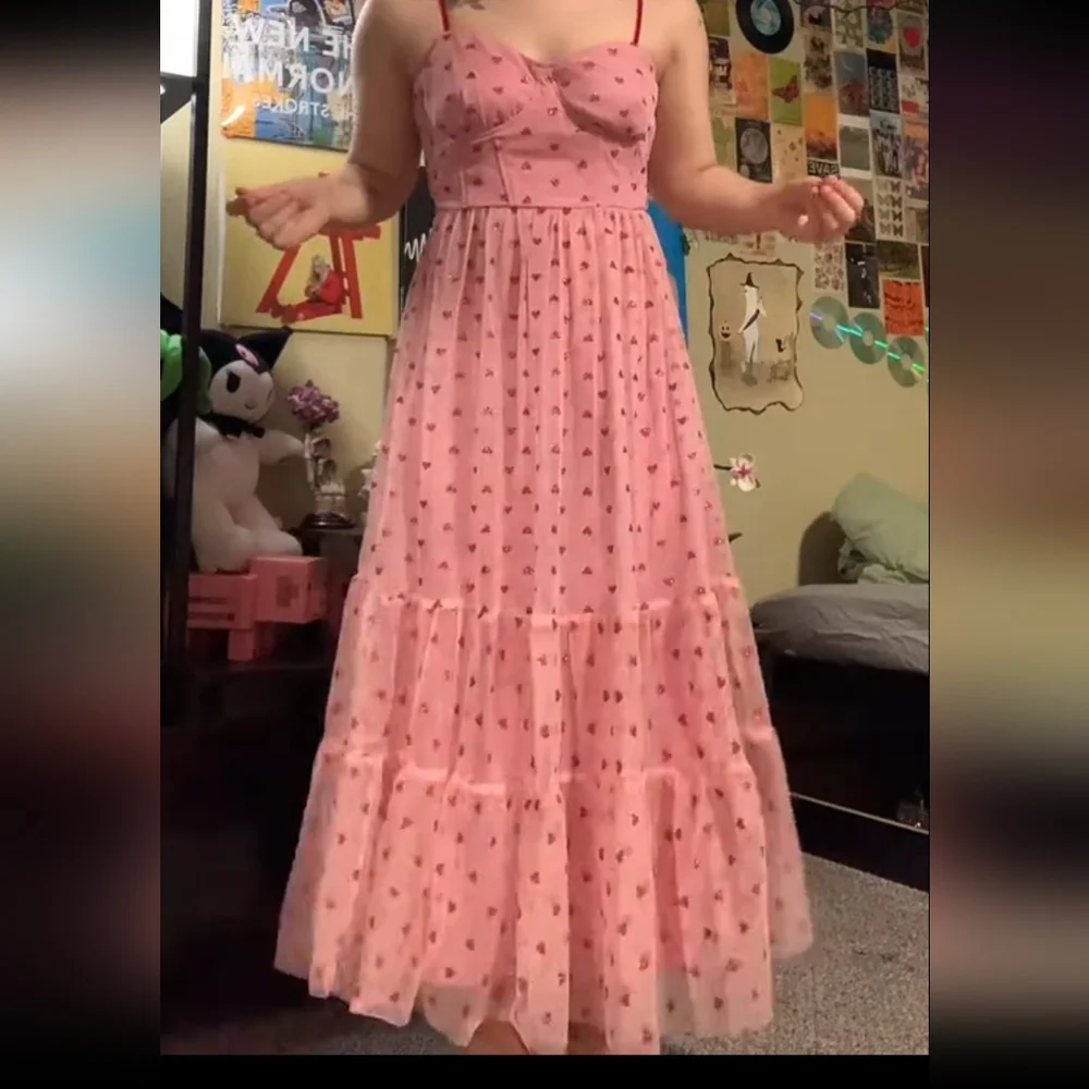 ✨Viral✨ Betsey Johnson dress! Pink with red hearts tulle underwire zip up size 2 - Picture 9 of 9